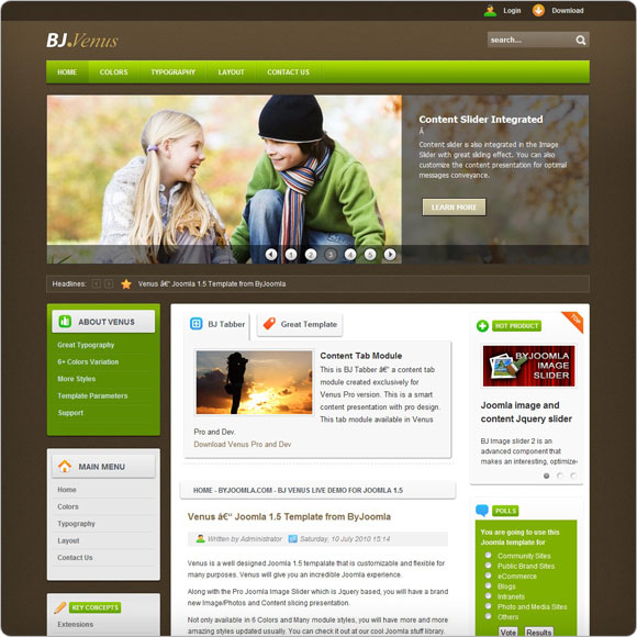 Product Preview - Venus Joomla template by byjoomla