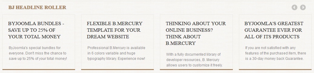 B Headline Roller Free Joomla Extension for BJ Mercury